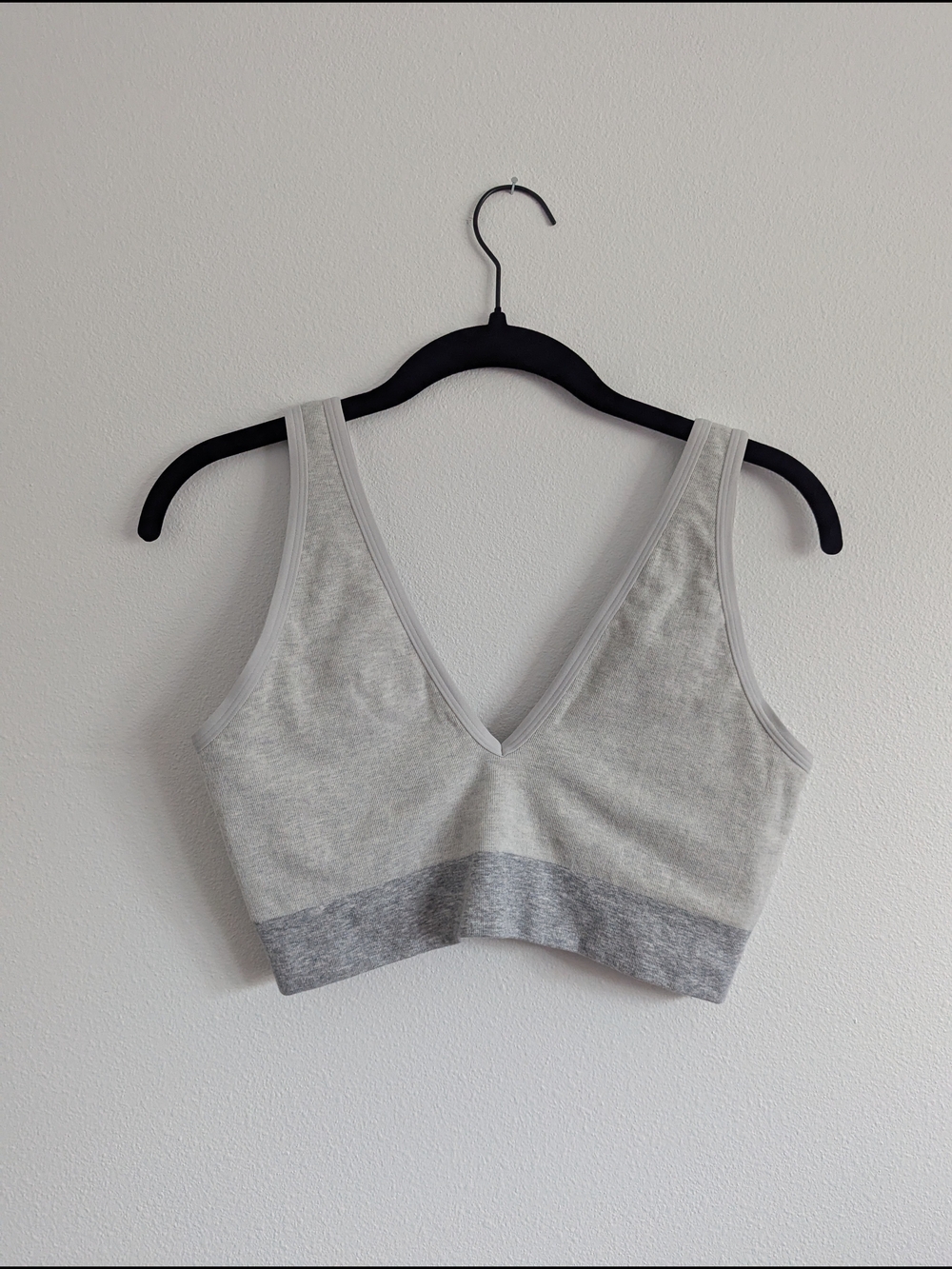 aerie Superchill Plunge Cotton Light Gray V-Neck Seamless Bralette, Discontinued